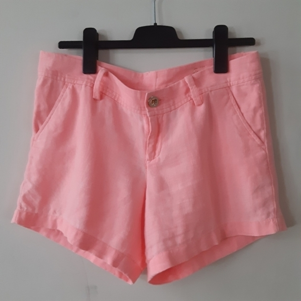New Lilly Pulitzer Calla shorts, Linen,Neon coral/tangerine color